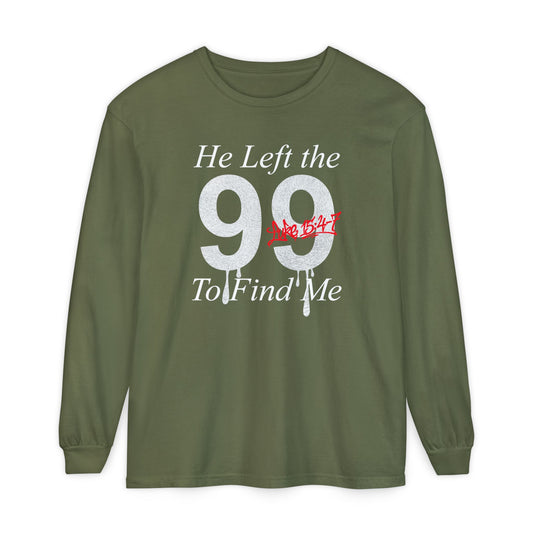 He Left the 99 Long Sleeve — Luke 15:4-7 Christian Crewneck