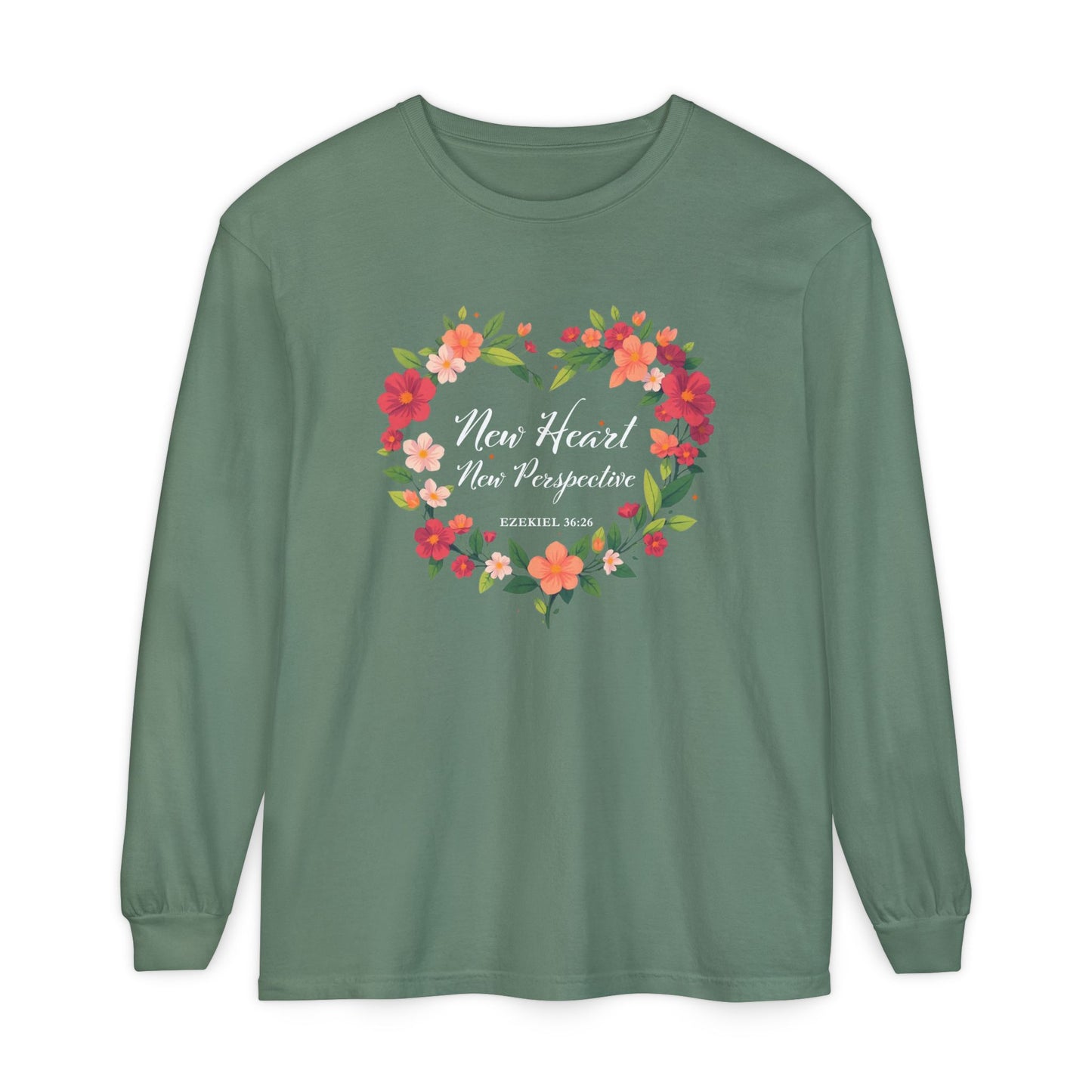 New Heart and New Perspective "Ezekiel 36:26" Long Sleeve T-Shirt 100% Cotton
