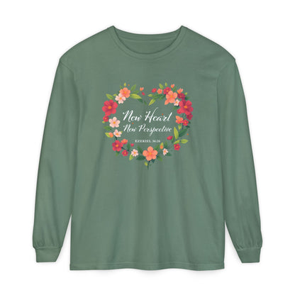 New Heart and New Perspective "Ezekiel 36:26" Long Sleeve T-Shirt 100% Cotton