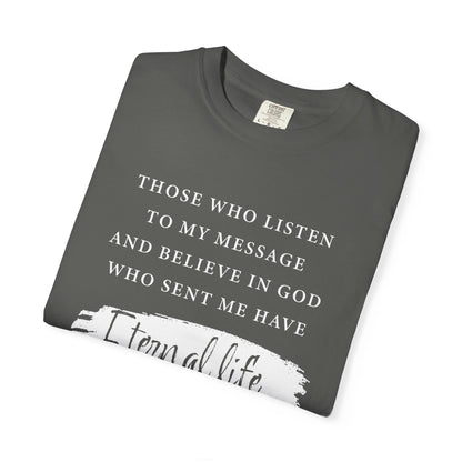 John 5:24 'Eternal Life' T-Shirt — Faith-Based Cotton Tee