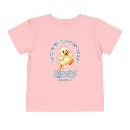 Toddler Tee — Cute Duck Graphic with "Let my teaching fall like rain"