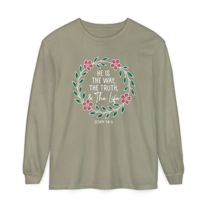 He is The Way The Truth & The Life Flowers  "John 14:6" 100% cotton Long Sleeve