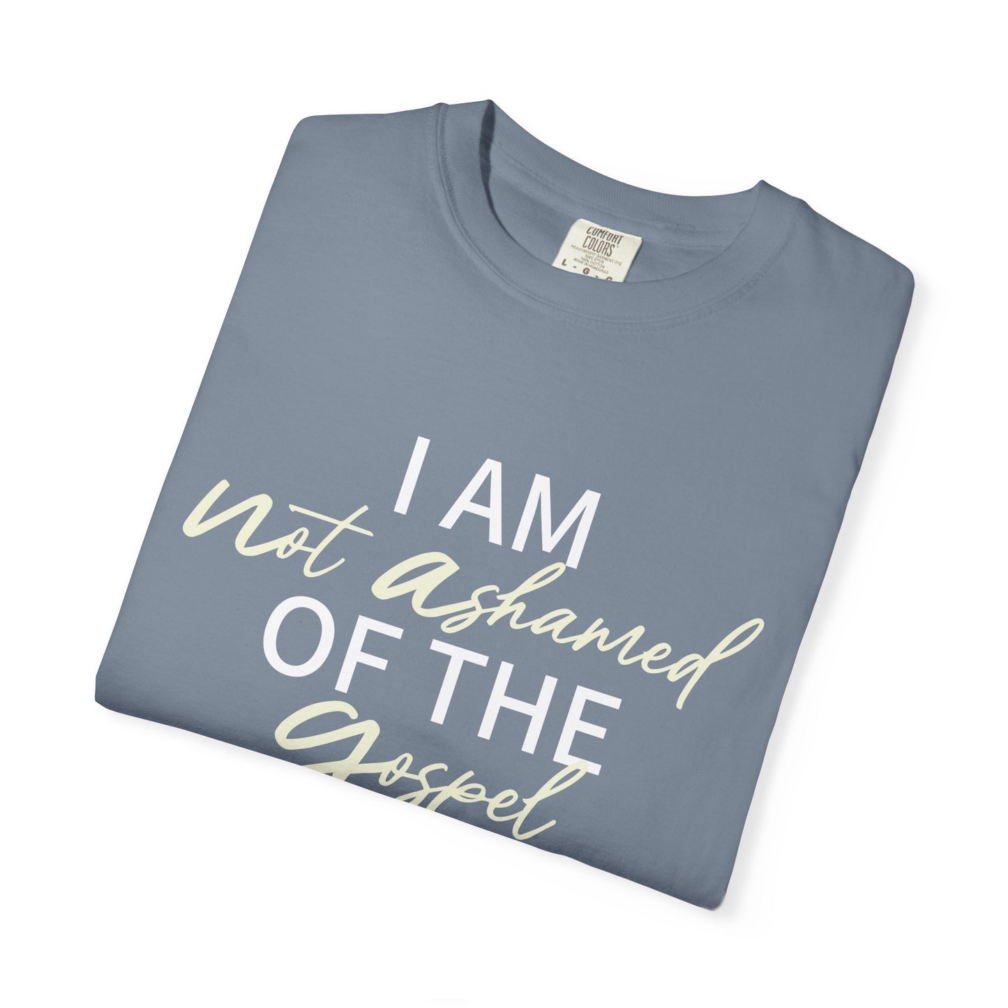 Romans 1:16 T-Shirt — Beige 100% Cotton