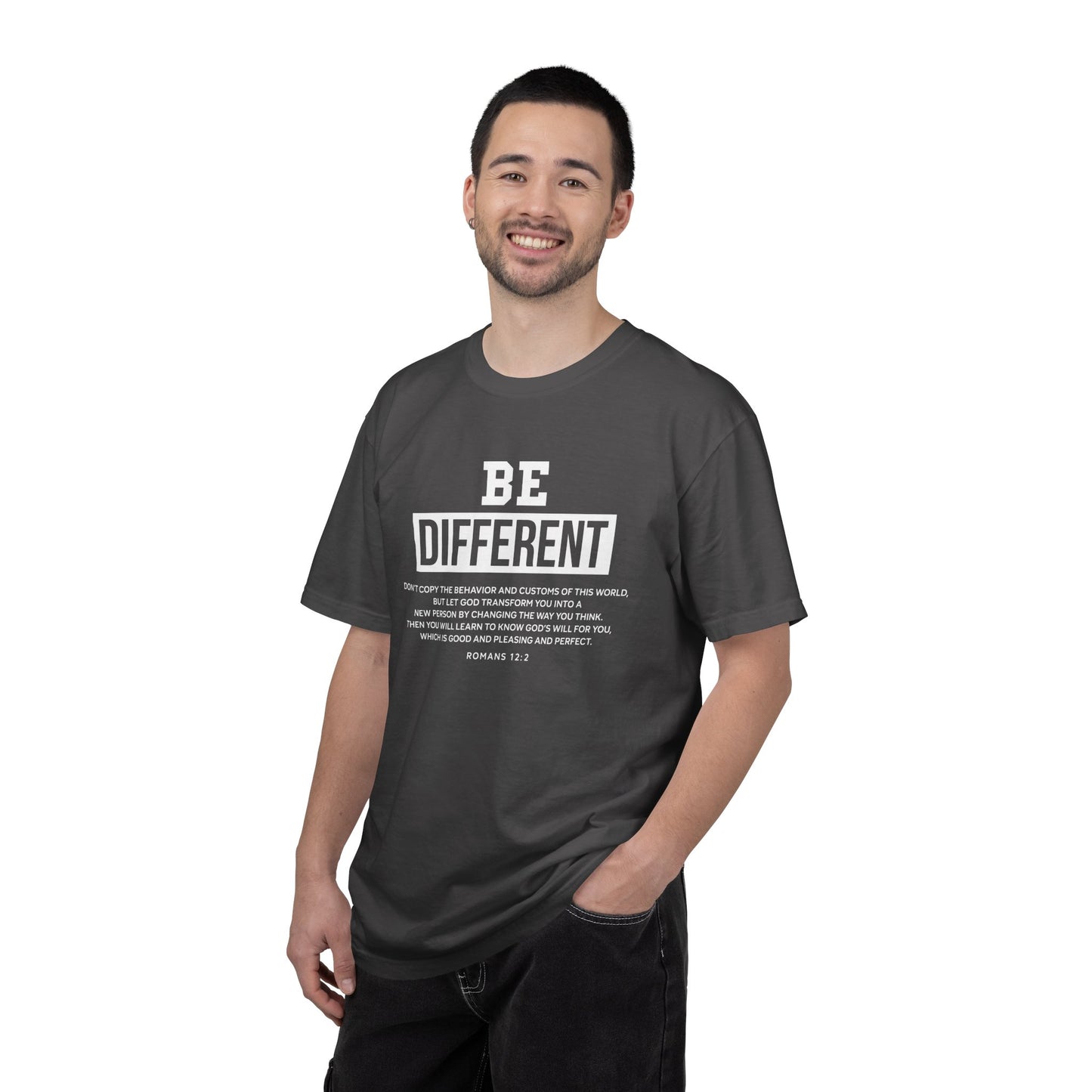 Be Different Romans 12:2 T-Shirt — Christian Faith Graphic T-shirt