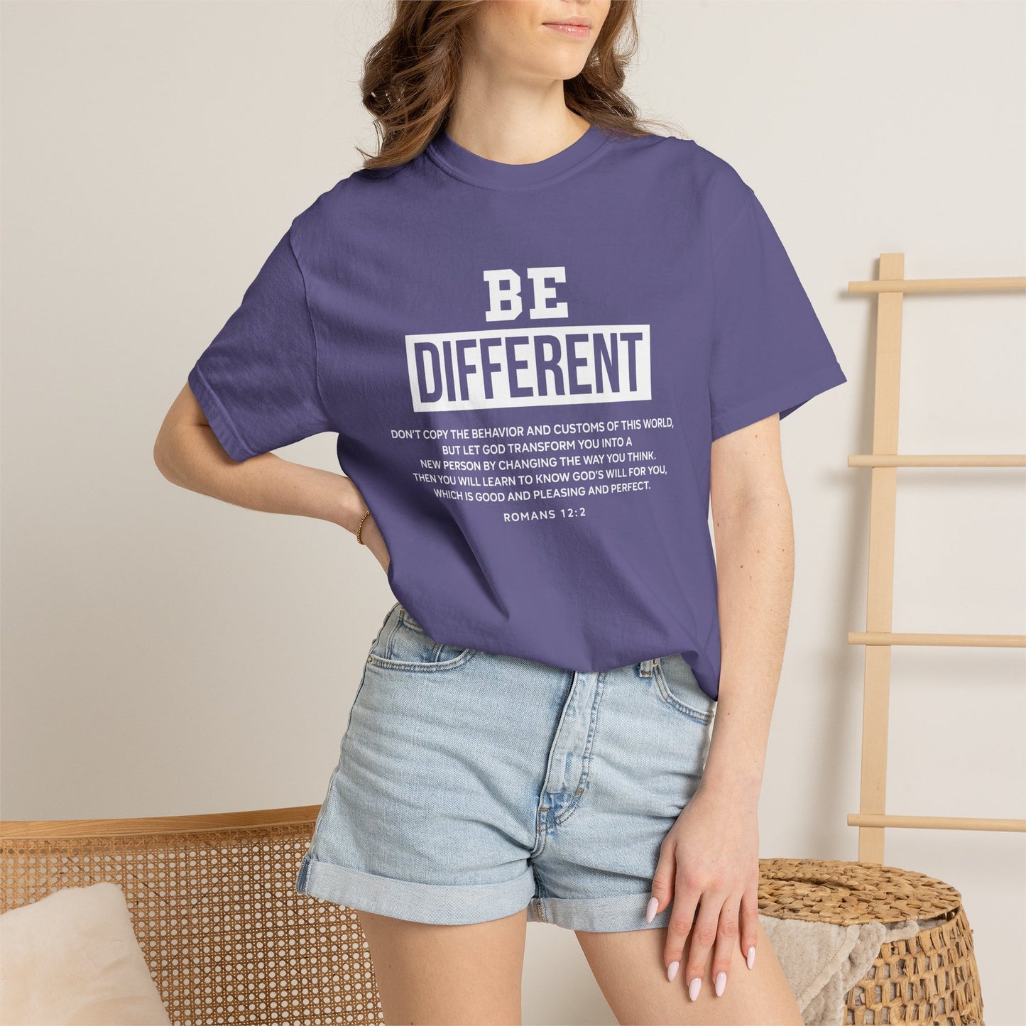 Be Different Romans 12:2 T-Shirt — Christian Faith Graphic T-shirt