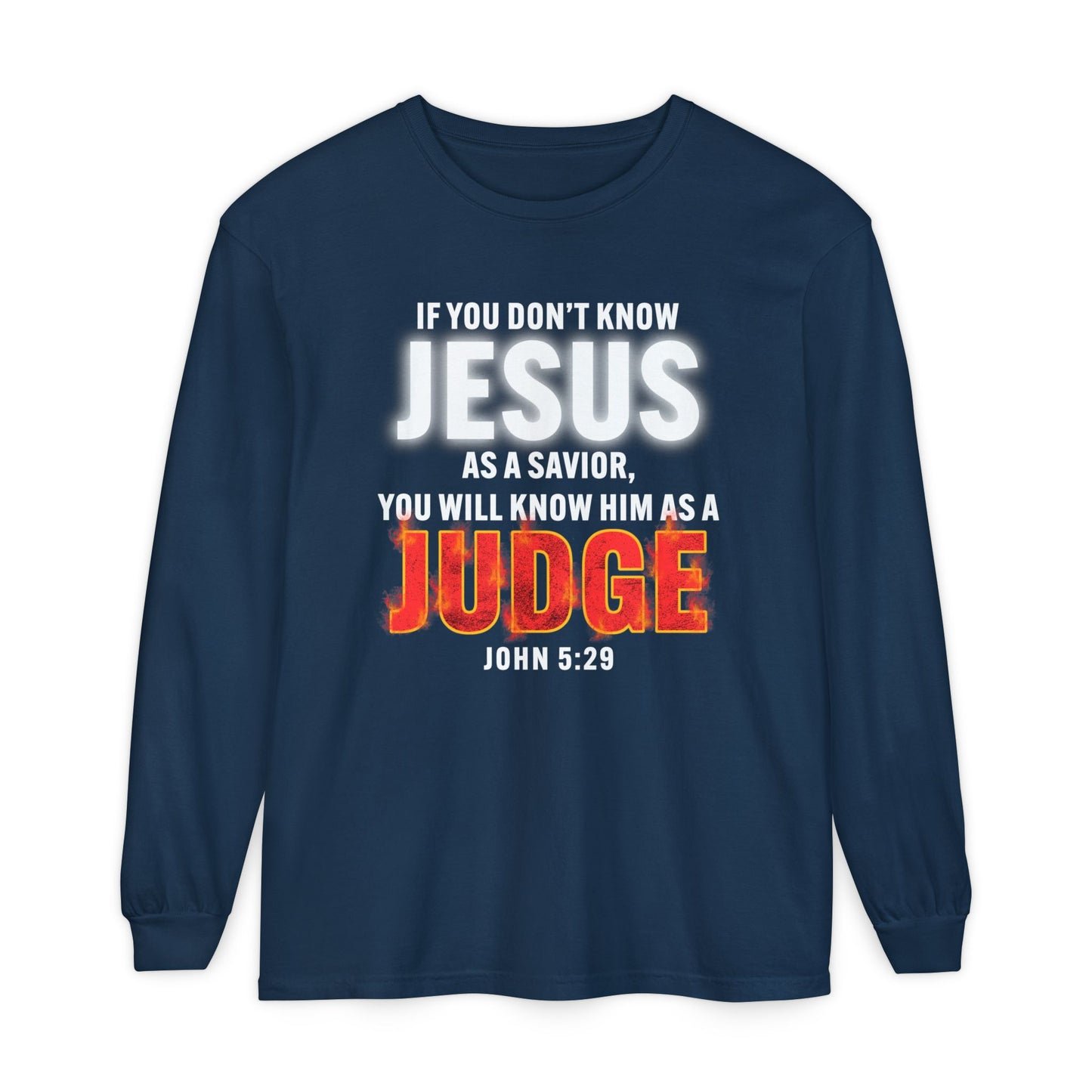 Know Jesus as Savior Cotton T-shirt — Faith-Based Christian Long Sleeve Tee