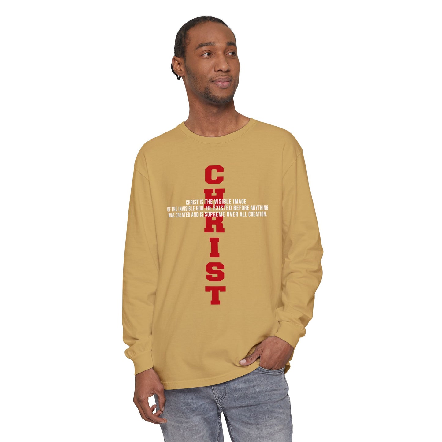 CHRIST the visible image of the invisible God Long Sleeve T‑Shirt — Inspirational Christian Scripture Tee