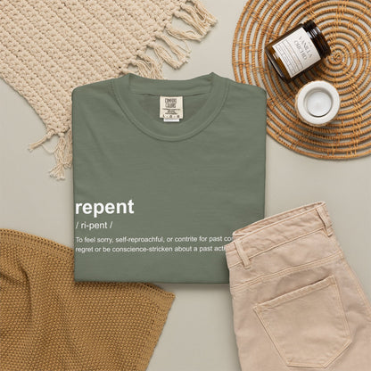 Repent Definition T-Shirt — 100% Cotton Garment-Dyed