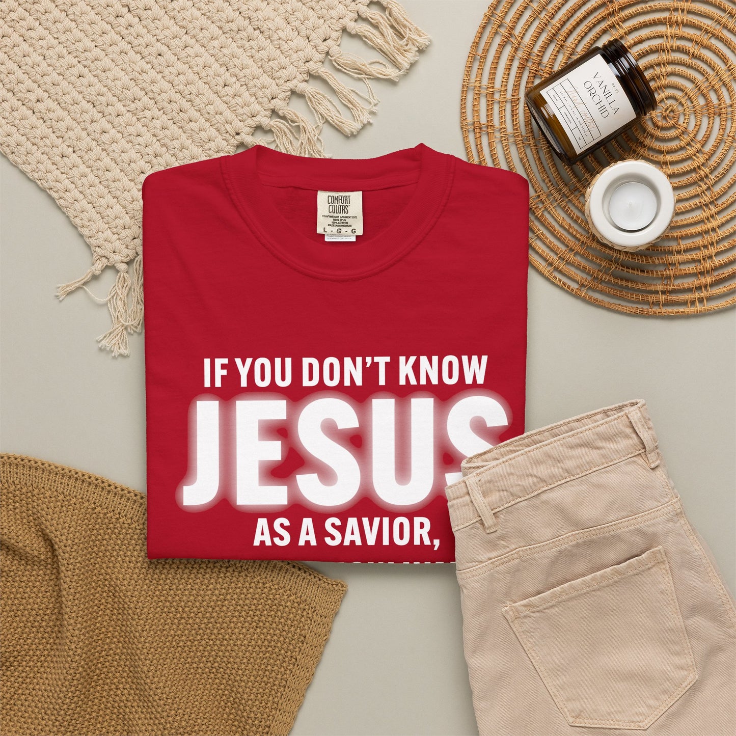 Know Jesus as Savior Cotton T-shirt — Faith-Based Christian Tee