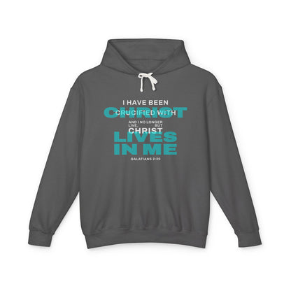 I Have Been Crucified with Christ "Galatians 2:20" Teal 100% Cotton Hoodie