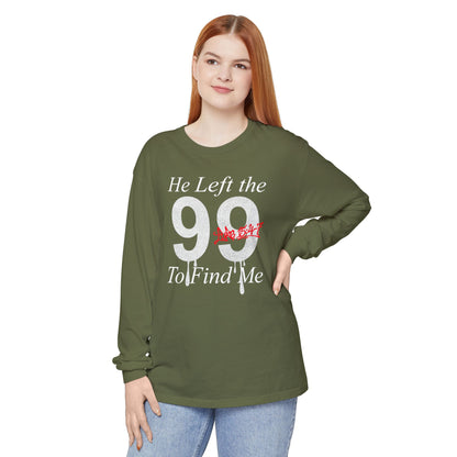 He Left the 99 Long Sleeve — Luke 15:4-7 Christian Crewneck