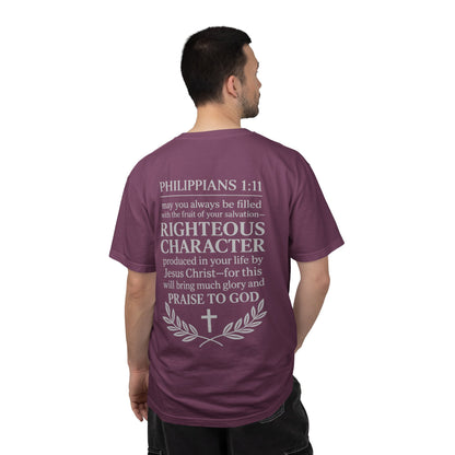 Righteous Character  T‑Shirt — Philippians 1:11 Inspirational Christian Tee