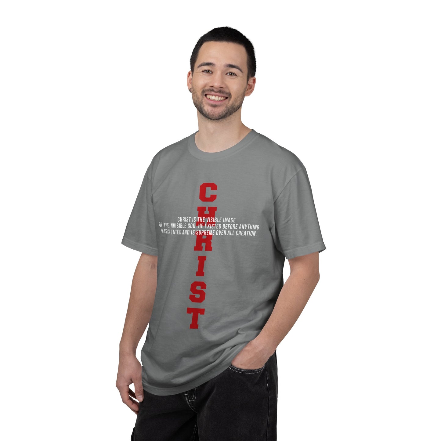 CHRIST the visible image of the invisible God Cotton T-shirt — Faith-Based Christian Tee