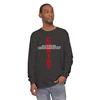 CHRIST the visible image of the invisible God Long Sleeve T‑Shirt — Inspirational Christian Scripture Tee