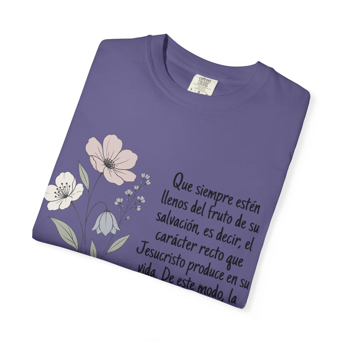 Christian Floral Verse T-Shirt — Spanish Filipenses 1:11 Scripture Tee