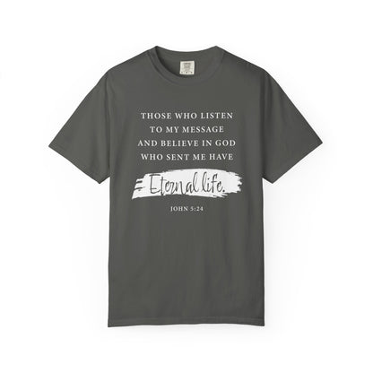 John 5:24 'Eternal Life' T-Shirt — Faith-Based Cotton Tee