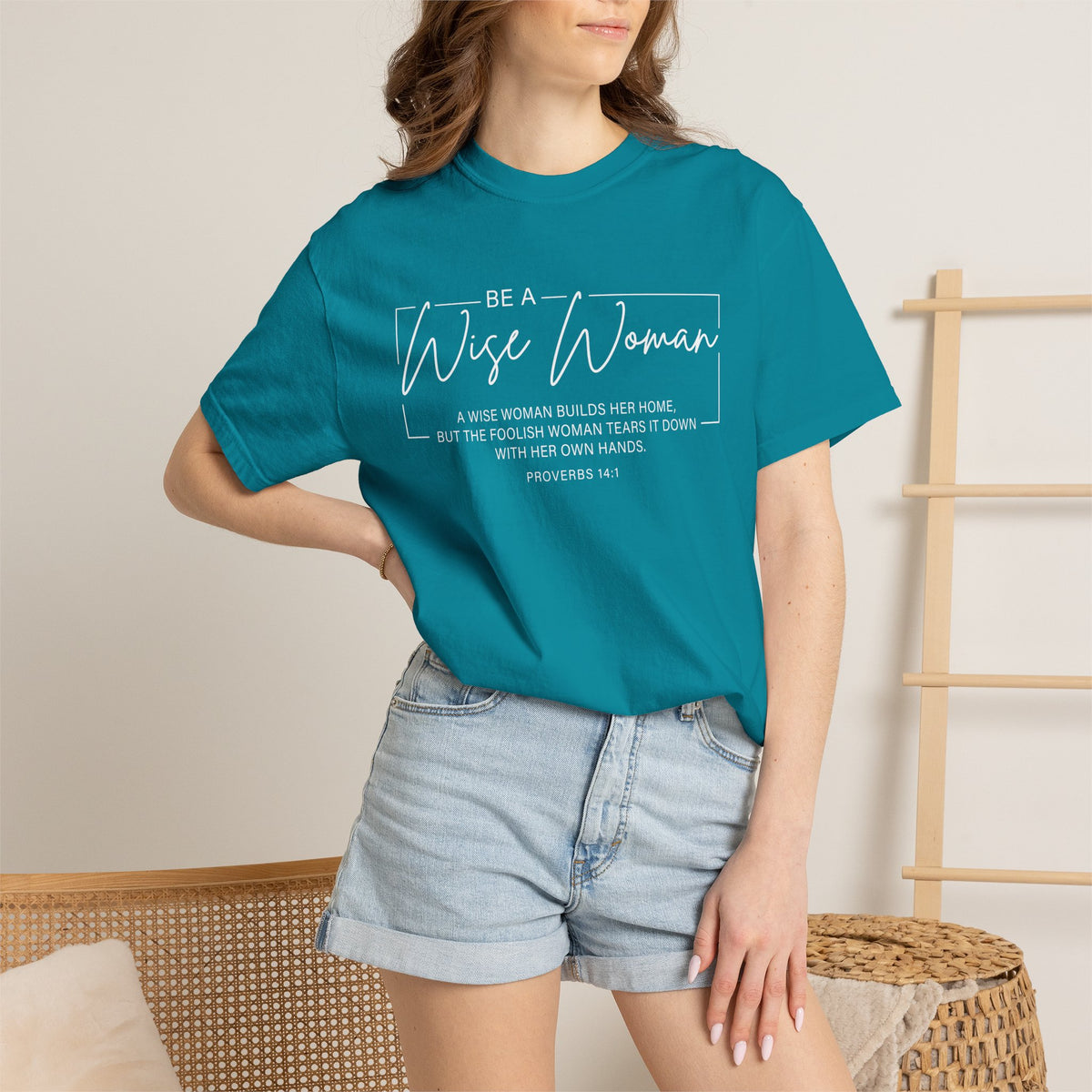 Wise Woman Proverbs 14:1 100% Cotton T-Shirt — Christian Inspirational Tee