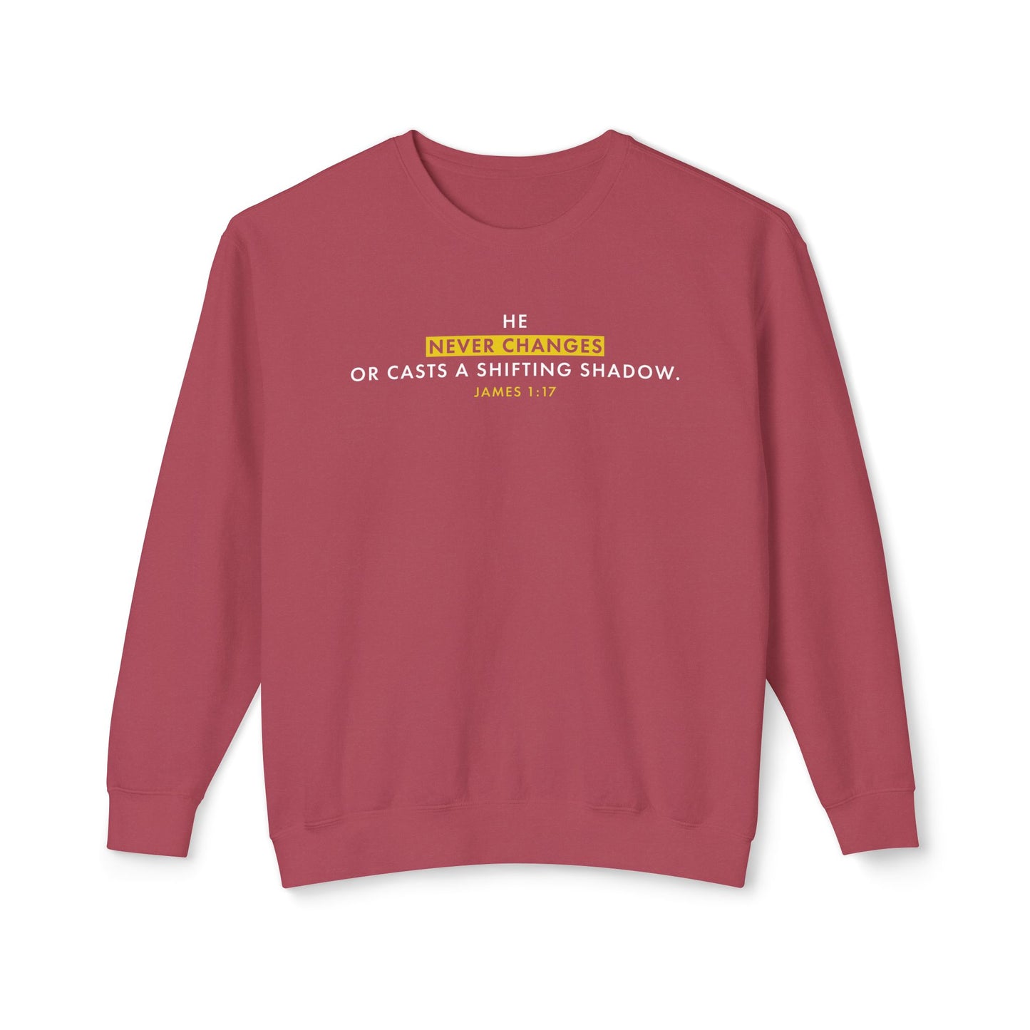 He Never Changes Cotton T-shirt — Faith-Based Christian Sweatshirt