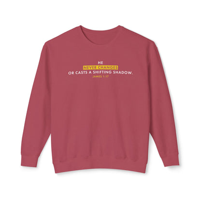 He Never Changes Cotton T-shirt — Faith-Based Christian Sweatshirt