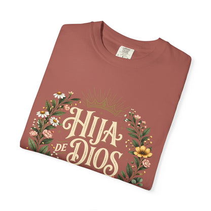 Hija de Dios Floral T‑Shirt — Juan 1:12 Christian Tee