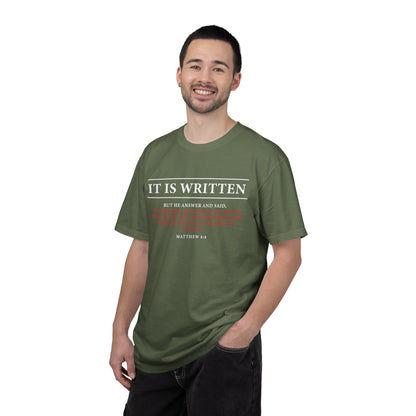 Matthew 4:4 Scripture T-Shirt — "Man Shall Not Live By Bread Alone" Christian Tee