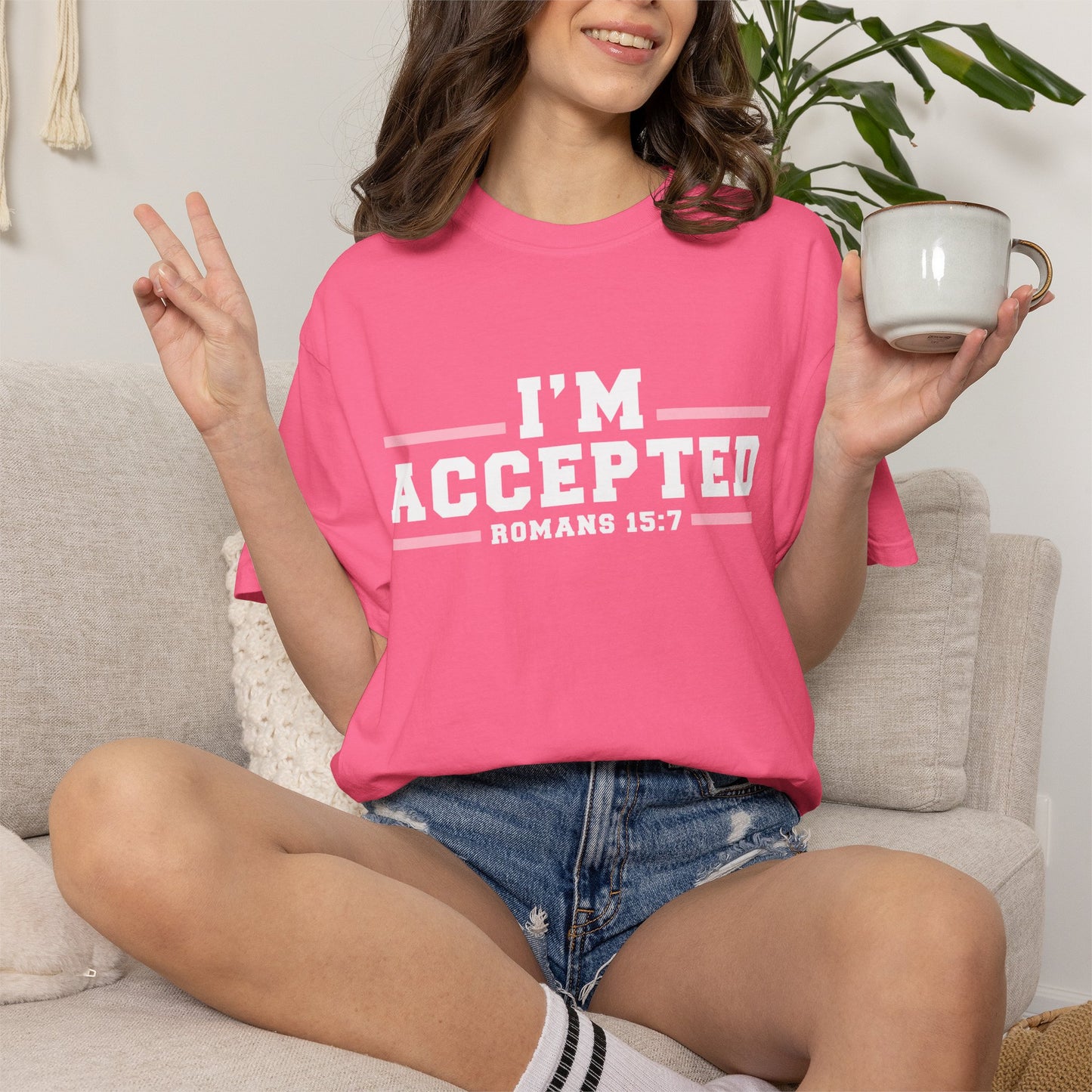 I'm Accepted "Romans 15:7" Cotton T-Shirt — Faith-Inspired Christian Tee