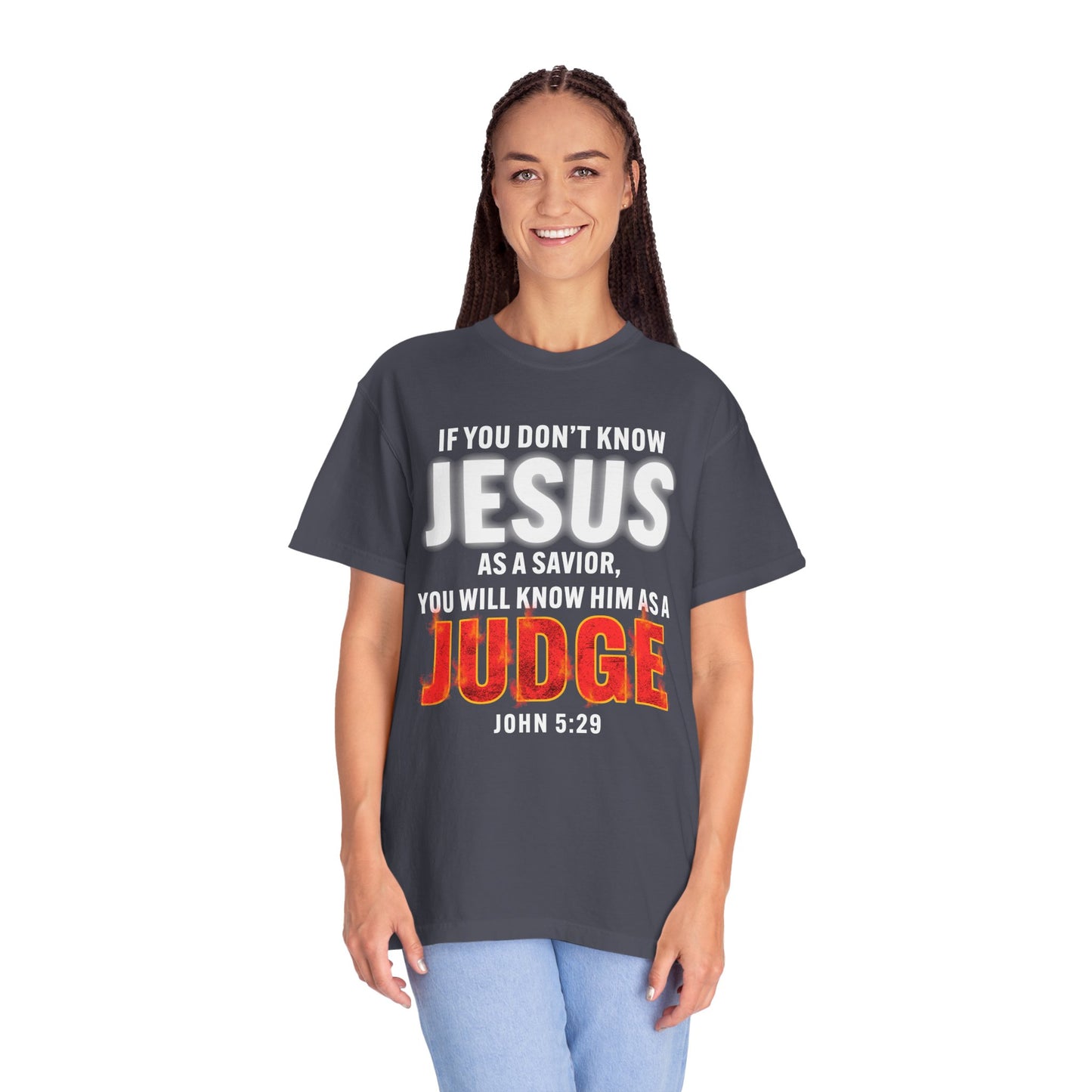 Know Jesus as Savior Cotton T-shirt — Faith-Based Christian Tee