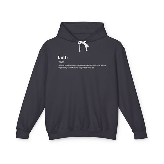 Faith Definition Hoodie — "faith definition 100% cotton" Lightweight Pullover