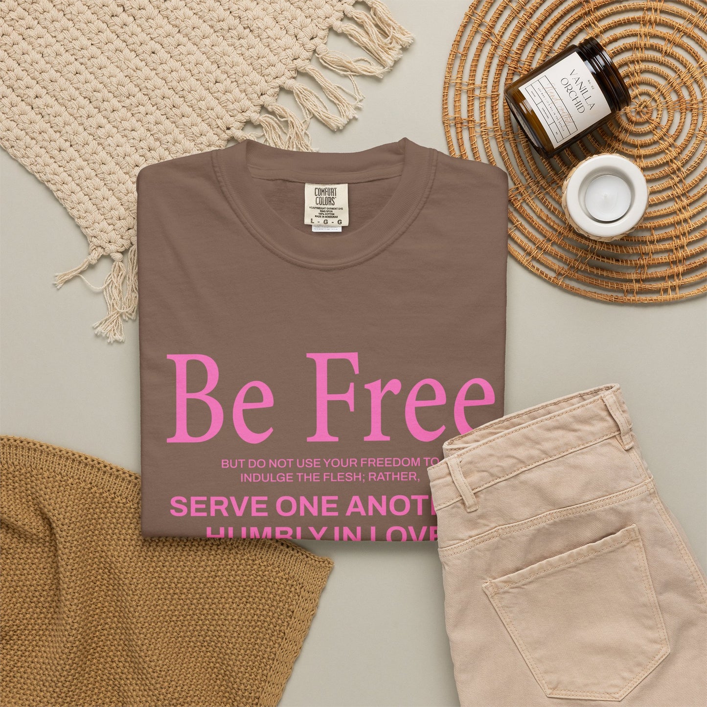 Be Free Galatians 5:13 Pink T-Shirt — Faith-Inspired Christian Tee