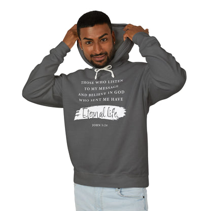 Eternal Life John 5:24 — Inspirational Christian Scripture  Faith-Based Christian Hoodie