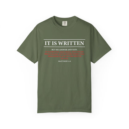 Matthew 4:4 Scripture T-Shirt — "Man Shall Not Live By Bread Alone" Christian Tee