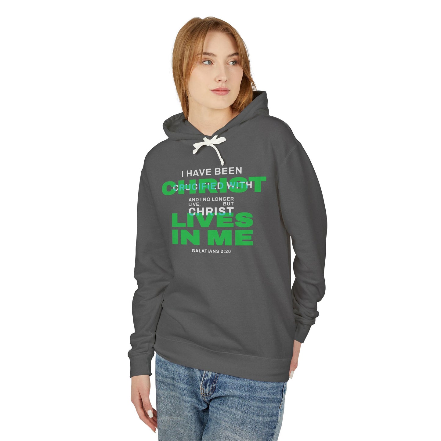I have been Crucified with Christ "Galatians 2:20" Green 100%Cotton Comfort Color Hoodie