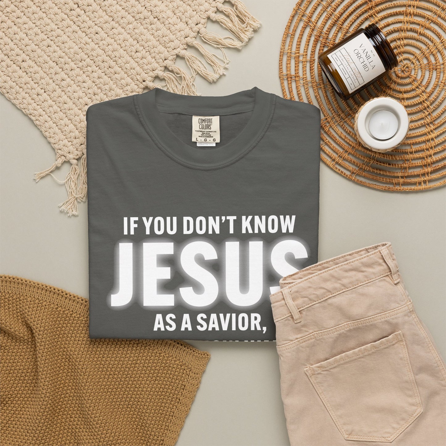 Know Jesus as Savior Cotton T-shirt — Faith-Based Christian Tee