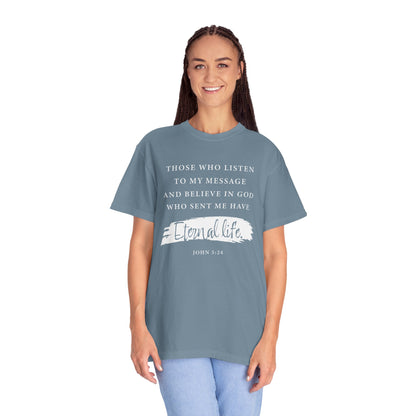 John 5:24 'Eternal Life' T-Shirt — Faith-Based Cotton Tee