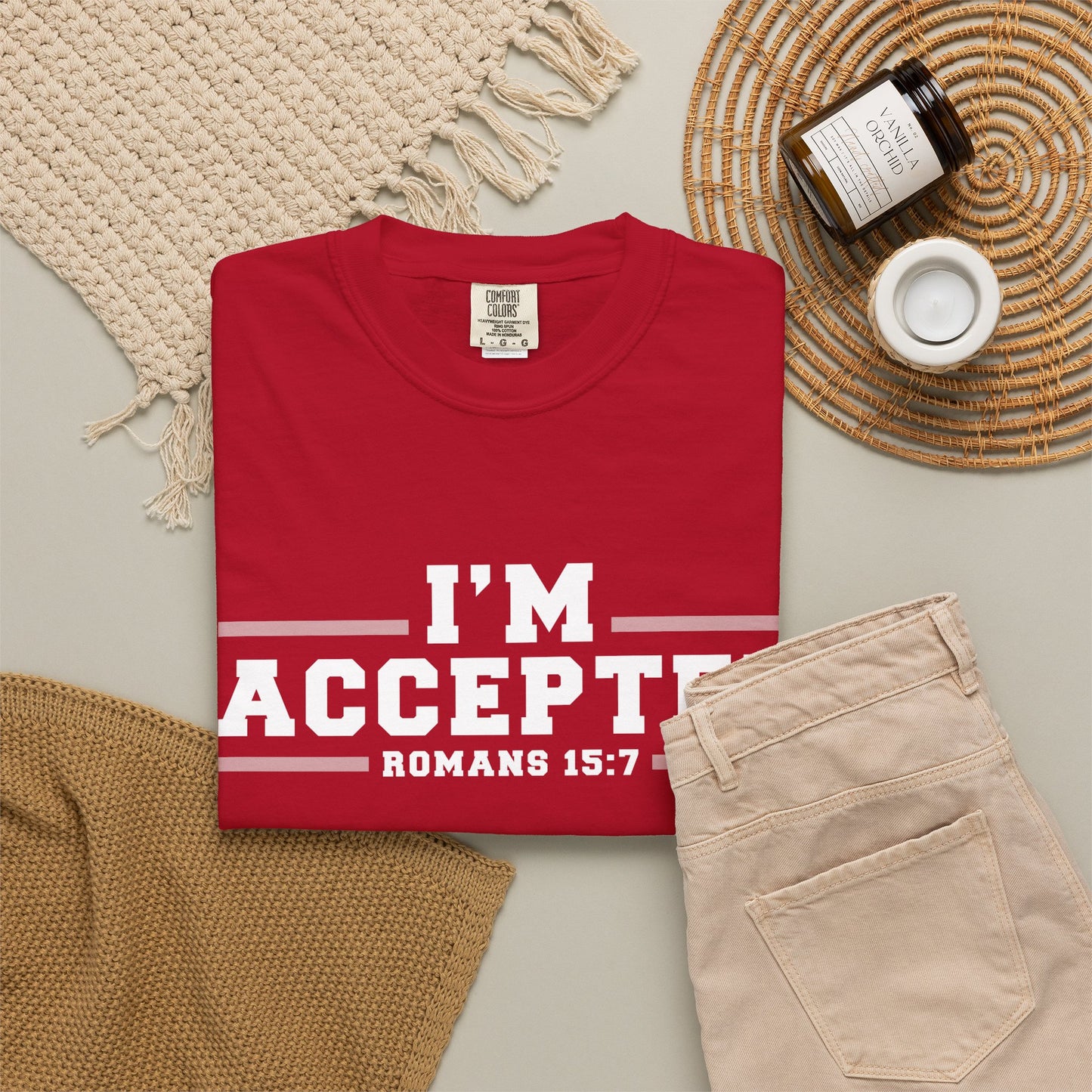 I'm Accepted "Romans 15:7" Cotton T-Shirt — Faith-Inspired Christian Tee
