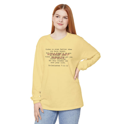 Biblical Wisdom Long Sleeve T-Shirt — Faith Scripture Tee