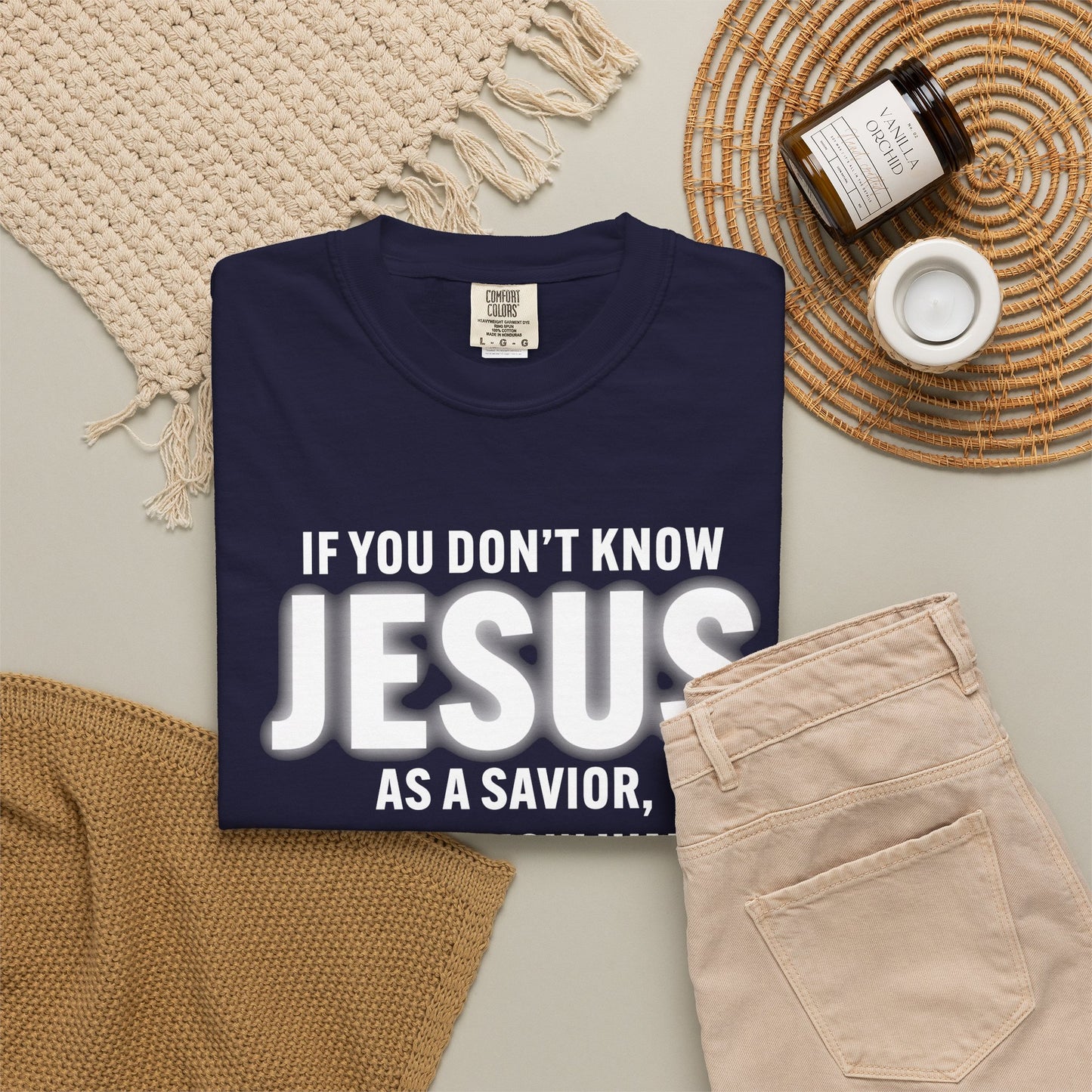 Know Jesus as Savior Cotton T-shirt — Faith-Based Christian Tee