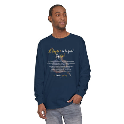 All Scriptures Are Inspired By God T-Shirt — Faith-Based Scripture Long Sleeve Tee