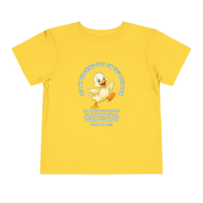 Toddler Tee — Cute Duck Graphic with "Let my teaching fall like rain"