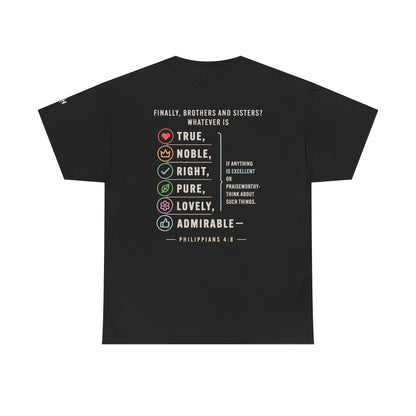 Philippians 4:8 True Noble Right Pure Lovely Adorably Christian T-Shirt
