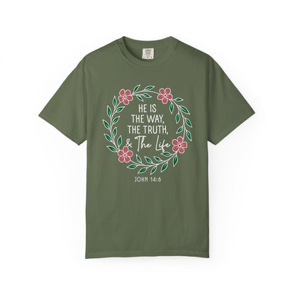 He is The Way The Truth & The Life  Flowers "John 14:6" 100% cotton T-shirt
