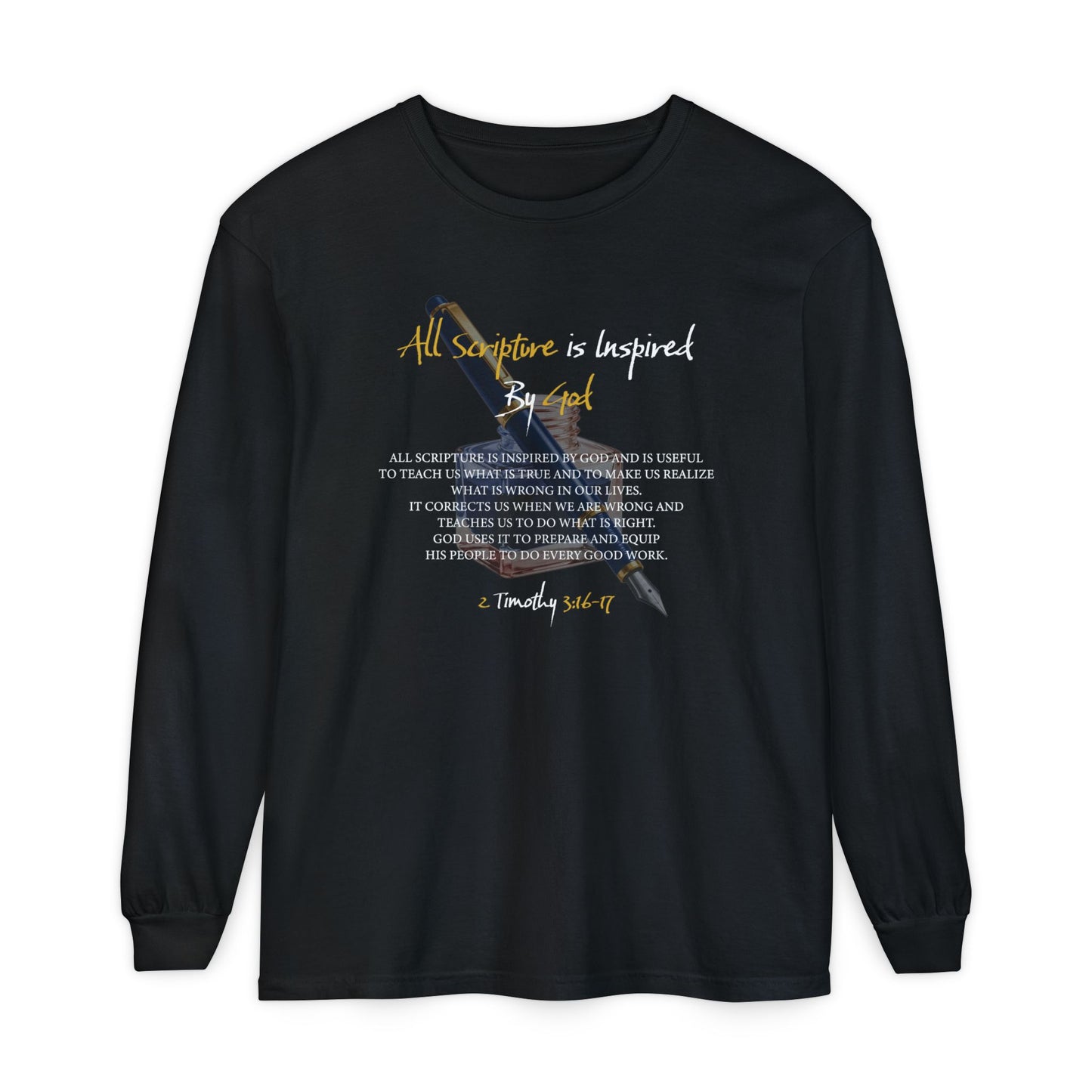 All Scriptures Are Inspired By God T-Shirt — Faith-Based Scripture Long Sleeve Tee