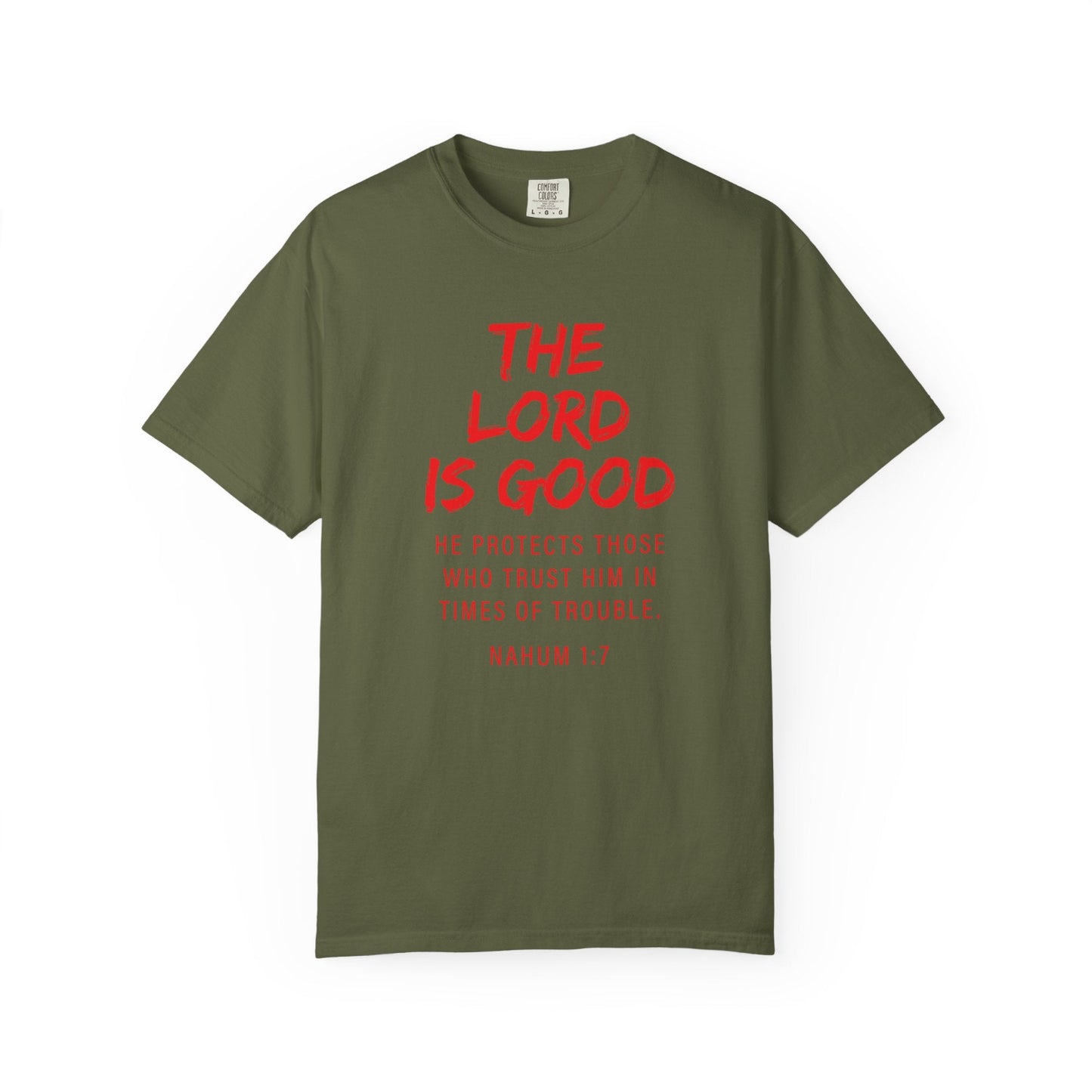 The Lord is Good "Nahum 1:7" Red T-Shirt