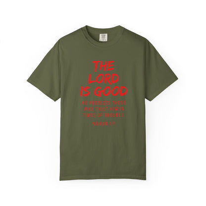The Lord is Good "Nahum 1:7" Red T-Shirt
