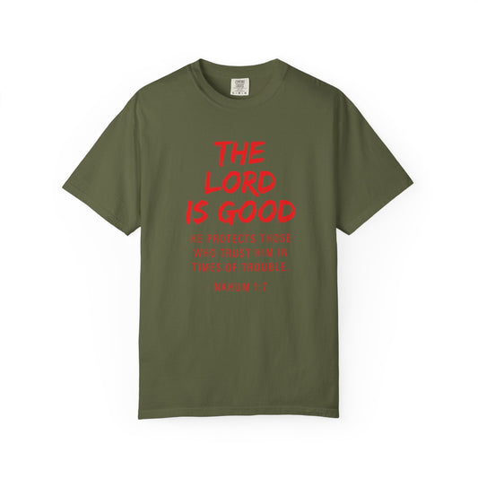 The Lord is Good "Nahum 1:7" Red T-Shirt