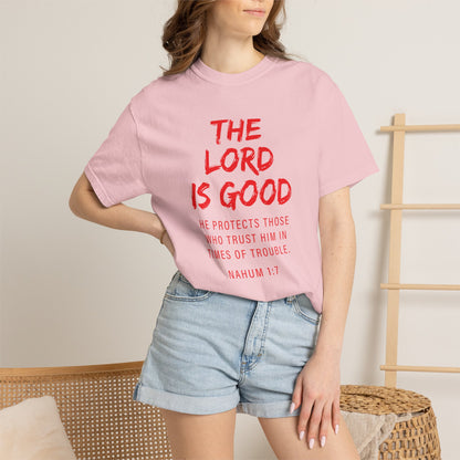The Lord is Good "Nahum 1:7" Red T-Shirt